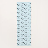 青のヨガポーズと文字パターン ヨガマット (裏面)