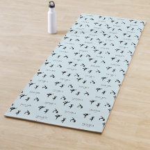 青のヨガポーズと文字パターン