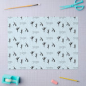 青のヨガポーズと文字パターン 薄葉紙 (クラフト)