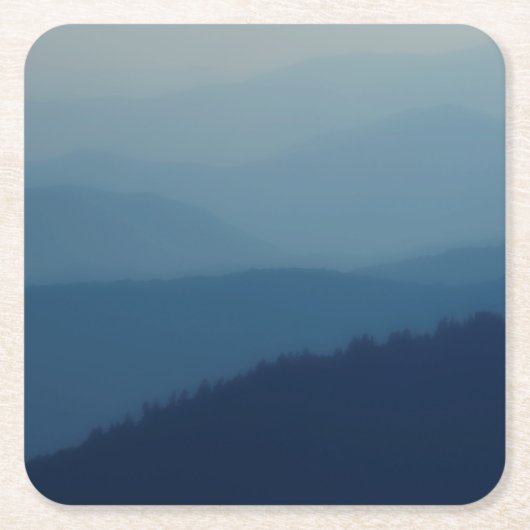 青のレイヤー スクエアペーパーコースター (正面)