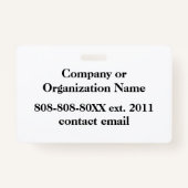 青のロゴカスタム付きフォトID バッジ (裏面)