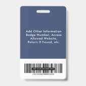 青のロゴQRバーコード従業員 バッジ (裏面)