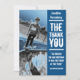 青のロック・バンドのバーの（ユダヤ教の）バル・ミツバーのサンキューカード サンキューカード