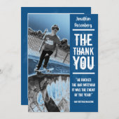 青のロック・バンドのバーの（ユダヤ教の）バル・ミツバーのサンキューカード サンキューカード (正面/裏面)