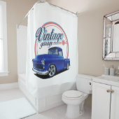 青のヴィンテージのガレージ シャワーカーテン (インサイチュ)