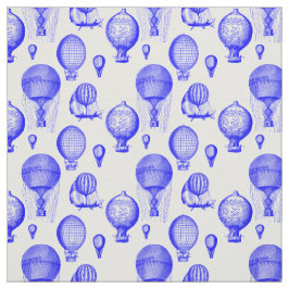青のヴィンテージの熱気の気球 ファブリック