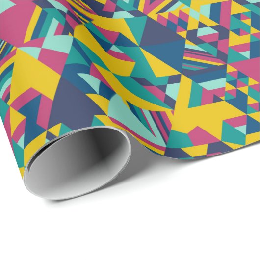 青の三角モザイク ラッピングペーパー (ロールコーナー)