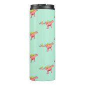 青の上にピンクの恐竜の淡い色の模様 タンブラー (裏面)