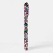 青の上に咲くさくらんぼの木の中の青いティットの鳥 iPhoneケース (右側面)