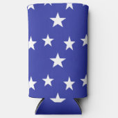 青の上に白い星のパターン スリム缶クーラー (正面)