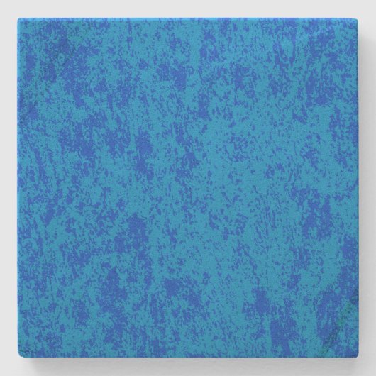 青の上に青のマーリング斑点のある正方形の石コースター ストーンコースター (正面)