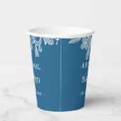 青の上の白結婚いレース 紙コップ (右)