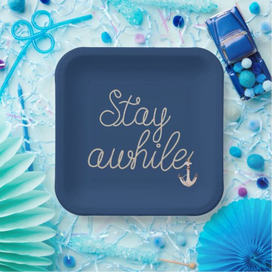 青の上航海のにロープを留める ペーパープレート (パーティー)