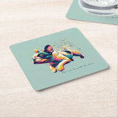 青の下の芸術 スクエアペーパーコースター (アングル)