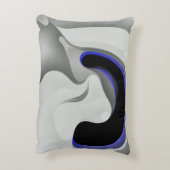 青の下：抽象芸術グレー、黒、青 アクセントクッション (裏面(縦))