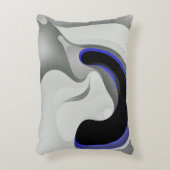 青の下：抽象芸術グレー、黒、青 アクセントクッション (正面(垂直))