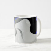 青の下：抽象芸術グレー、黒、青 コーヒーマグカップ (正面右)