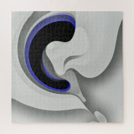 青の下：抽象芸術グレー、黒、青 ジグソーパズル