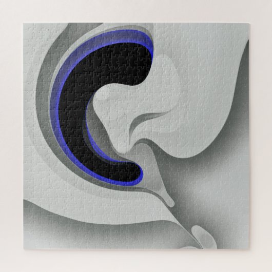 青の下：抽象芸術グレー、黒、青 ジグソーパズル (縦)