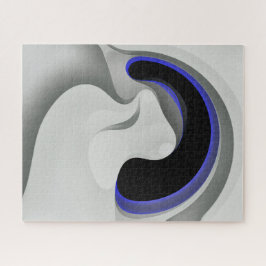 青の下：抽象芸術グレー、黒、青 ジグソーパズル