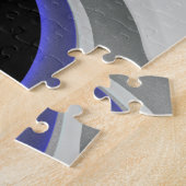 青の下：抽象芸術グレー、黒、青 ジグソーパズル (側面)