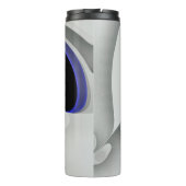 青の下：抽象芸術グレー、黒、青 タンブラー (裏面)