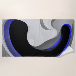 青の下：抽象芸術グレー、黒、青 ビーチタオル