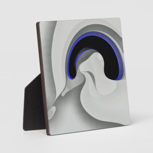 青の下：抽象芸術グレー、黒、青 フォトプラーク (正面)