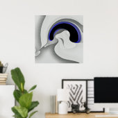 青の下:抽象芸術グレー、黒、青 ポスター (ホームオフィス)