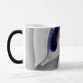 青の下：抽象芸術グレー、黒、青 モーフィングマグカップ (左)