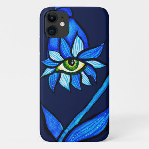 青の不気味な目の花の気色悪い芸術 iPhone 11 ケース