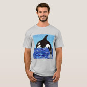 青の中のシャチの絵 Tシャツ (正面フル)