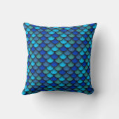 青の人魚のパターン クッション (裏面)