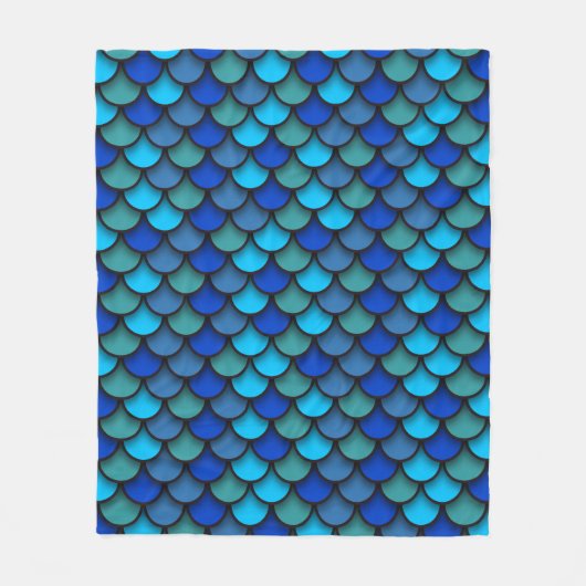 青の人魚のパターン フリースブランケット (正面)