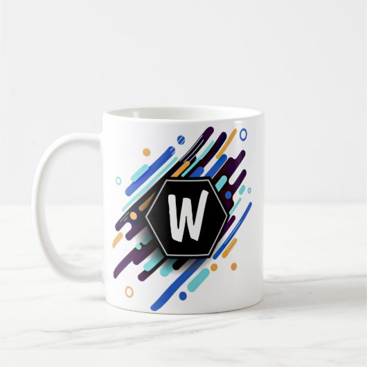 青の任意のイニシャルに変更 – W X Y Z コーヒーマグカップ (左)