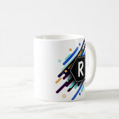 青の任意のイニシャル絵を描に変更 – R S T U V コーヒーマグカップ (正面右)