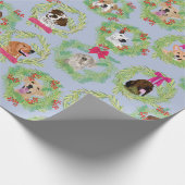 青の休日犬のリース ラッピングペーパー (角)