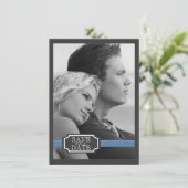 青の保存のエレガントなリボンの効果日付 セーブザデート (スタンド正面)