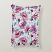 青の優雅色の花模様 アクセントクッション (裏面(縦))