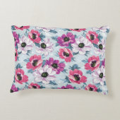 青の優雅色の花模様 アクセントクッション (裏面)