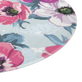 青の優雅色の花模様 カッティングボード (角)