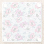 青の優雅色の花模様 ガラスコースター (裏面)