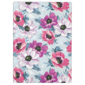 青の優雅色の花模様 クリップボード (裏面)