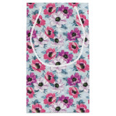 青の優雅色の花模様 スモールペーパーバッグ (裏面)