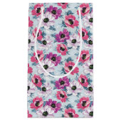 青の優雅色の花模様 スモールペーパーバッグ (正面)