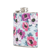 青の優雅色の花模様 フラスク (左)