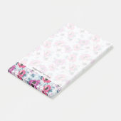 青の優雅色の花模様 ポストイット (アングル)