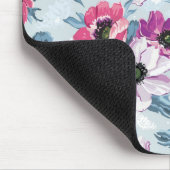 青の優雅色の花模様 マウスパッド (コーナー)