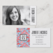 青の写真の卒業|の明るいピンクのフラミンゴ コーリングカード (正面/裏面)