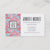 青の写真の卒業|の明るいピンクのフラミンゴ コーリングカード (裏面)